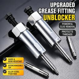 TINSOL Grease Fitting Unblocker Tool Kit with 6/8/10mm Push Rods, Alloy Steel Grease Zerk Cleaner for Auto and Farm Equipment
