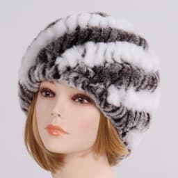Women's Winter Knitted Real Rex Rabbit Fur Hat Scarf Gloves Set Natural Warm 3-Piece Ensemble Includes Fur Cap Scarves Mitt