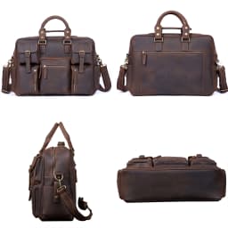 Vintage Men's Full Grain Leather Briefcase 16 Inch Laptop Messenger Bag Genuine Leather Business Travel Crazy Horse Leather Hand
