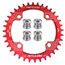 MOTSUV 104BCD Narrow Wide 38T 36T 34T 32T Bicycle Chainring,BCD 104 with 4 Bike Steel Screws, Single 12 11 10 9 8 Speed,Plato MT