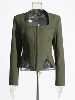 TWOTWINSTYLE Solid Slimming Sexy Irregular Coats For Women Square Collar Long Sleeve Temperament Jackets Female Fashion 2023 New