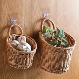 Wall-mounted Vegetable Basket Fruit and Sundry Basket Natural Wicker Weave Storage Basket Kitchen Storage Home Decoration
