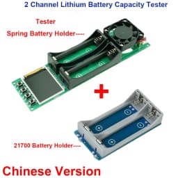 2-CH 18650 21700 Battery Capacity Tester MAh MWh Digital Internal Resistance Meter with 1A Charge Discharge Function Fan Cooling