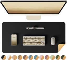 Double-Sided Desk Pad, Leather Desk Mat, Eco Cork Desk Pad Protector,Large Mouse Pad,Waterproof Desk Blotter for Office/Home