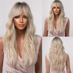 HENRY MARGU Long Wavy Brown Red Orange Wigs with Bangs Cosplay Party Heat Resistant Synthetic Hair Wigs for Black Women Afro