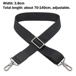 3.8cm Width Black Nylon Shoulder Bag Strap Adjustable Replacement Detachable Belt for Women Messenger Bag Handle Handbag Belt