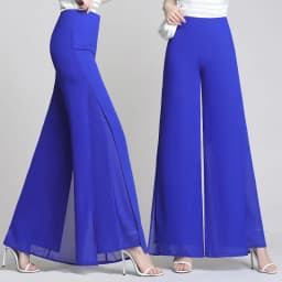 Double Layer Chiffon Wide Leg Pants Female Side Split Thin Pants 2026 New Spring Summer High Waist Trousers Ladies Casual pants