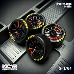 Kicarmod 1/64 Resin "Dove" Center Lock Racing Model Wheels 10.8mm with Rubber Tires & Dynamic Bearings for MINIGT 911 R8