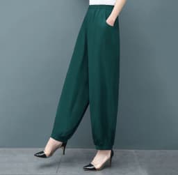 Cotton Silk Pants Women New Spring Summer Elastic High Waist Harem Pants Fashion Printed Casual Wide Leg Pants Female Trousers