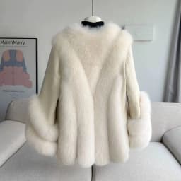 Whole Skin Fox Fur Grass Women's Mid length 2023 New Fur Integrated Sheep Skin White Duck Down Down Coat Winter