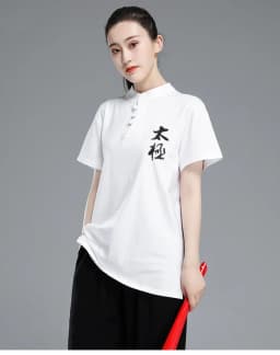 Tai Chi T-short short sleeved  summer men's and women's Tai Chi T-shirt solid color cotton team competition