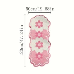 VIKAMA Cute Pink Flower Shaped Bedside Runner Rug, Soft Fluffy Non-Slip Bedroom Carpet, Kawaii Floral Floor Mat for Girls Room