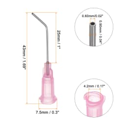 60pcs Blunt Tip Dispensing Needles 18G 19G 20G 22G 23G 24G 26G 27G 1" Bent Needle for Liquid with Luer