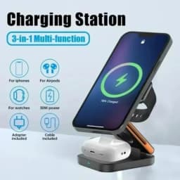 3 In 1 Foldable Magnetic Wireless Charger Stand Fast Charging Station for iPhone 17 16 15 14 13 iWatch 10-2 Airpods Pro Max