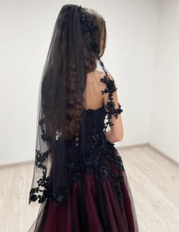 Rebecca Customized Gothic Off Shoulder Black Lace Applique Wedding Dress Lace-Up vestidos de noche Floor-Length Formal Evening