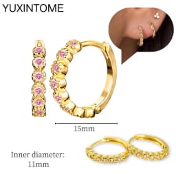 925 Sterling Silver Needle Pink Crystal Heart Hoop Earrings for Women Fashion Geometric Pendant Earrings Luxury Jewelry Gifts