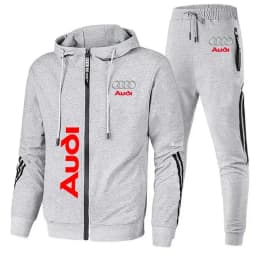 Chándal Para Hombre, Ropa Deportiva Con Logo De Audi Impreso, Jersey Con Capucha Y Cremallera + Pantalones, Conjunto De 2 Piezas