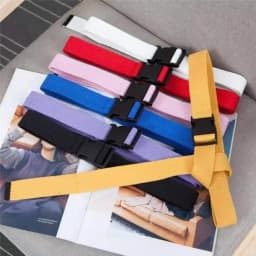 Adults Adjustable All-Match Belt Unisex Korean Style Canvas Belts Vintage Plastic Buckle Elastic Solid Color Long Waistband