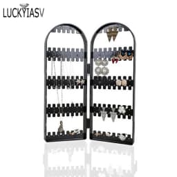 Jewelry Display Rack Necklaces Rings Plastic Folding Holder Large Capacity Bracelets Storage Hanger with Stud Earrings Holes