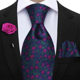 Peacock Blue Floral Print 2-Piece Tie & Pocket Square Set for Men Wedding Business Casual Stylish Accessories