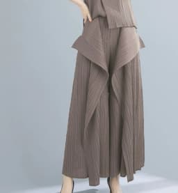 2025 New Pleated Pants Irregular Wide-legged Pants Simple Loose Large Size with Elastic Formal Occasions Commuter Women's