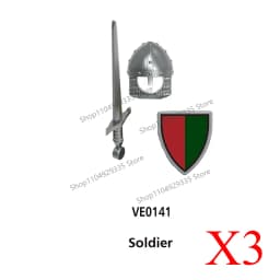 Medieval Military Castle Black Hawk Knight Building Blocks Gothic Cavalry Armor Shield Axe Soldier Figure Accessories Bricks Toy