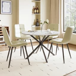 Dining Table and Chairs Set of 4, Folding Round Kitchen Table With Chairs for Dining Room,Kitchen