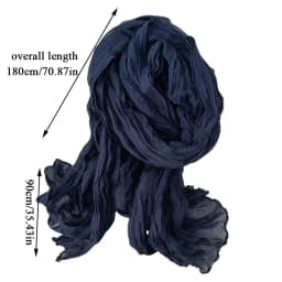 Solid Color Pleated Long Scarves Retro Autumn Winter Cotton Hemp Scarf Warm Neck Wrinkled Twisted Vintage Soft Wrap Shawl