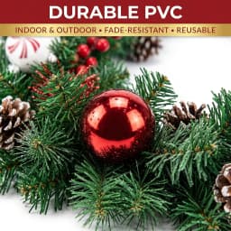 Garvee 6/9ft Christmas Garland Wreath Artificial Pine with Pinecones and Berries Xmas Tree Hanging Ornaments for Home Outdoor Yard Party Door Fireplace Stair Decoration