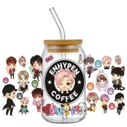 Korean Popular Music Group UV DTF Bottle Stickers Glasses Cup Transfer Stickers DIY Stationery Computer Waterproof Sticker