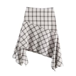 TFAFXY 2026 Spring New Women Chic Elegant Plaid Asymmetry A- Line Skirts For Women High Street Casual Holiday Skirt Y2K
