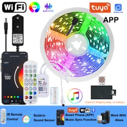 30M 12V WiFi Bluetooth RGB LED Strip Lights APP Music Sync Remote Control Led Tape Light Color Changing For Wall Room Decoration