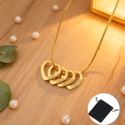 Customized Name Date Love Necklace Stainless Steel Personalized Carving Name 1-4 Heart Shaped Love Necklace Couple Family Gift