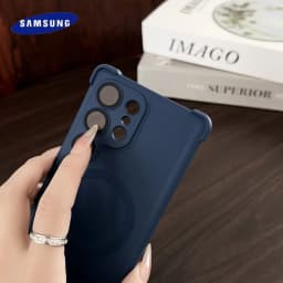 Four Corner Anti Falling Soft Magnetic Case Samsung Galaxy S25 S24 FE S23 Ultra Plus For Magsafe Wireless Charge Silicone Cover