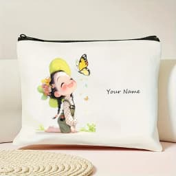 Chic Custom Name Unique Vintage Cute Floral Makeup Bags for Girls Cosmetic Pouch Toiletry Bag Pencil Case Travel Storage Handbag