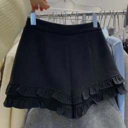 Lace oversized woolen shorts for autumn and winter 2025 high-end grey style high-waisted slimming wide-leg pants casual pants