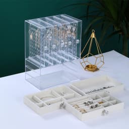 Hanging Jewelry Organizer Box Clear Display Stand with Drawers for Earring Rings Necklace Hanging Jewelry Organizer Box