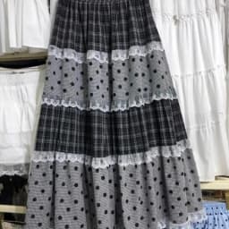 Korean Style Layered Ruffle Plaid Patchwork Midi Skirt Women's Summer New Retro Loose Versatile Large Skirt Mid-Length Skirt