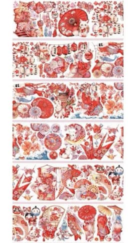 1 Loop Pet Washi Tape Sample Many Designs Wild Sunflower, Silent Corona, Pup of The Sands, Fallen Sacred Domain