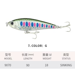 3D Inshore Twitchbait 90SS Slow Sinking 9cm 18g Pencil Stick Bait Saltwater Pesca Artificial Bait Seabass Fishing Lures Supplies