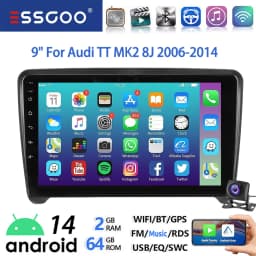 9" Android 14 Car Stereo Radio Multimedia Video Player For Audi TT MK2 8J 2006-14 Carplay Android Auto GPS Navigation BT FM Wifi