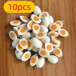 10/30pcs PVC Mini Half Egg Miniature Food Charms Funny Cute Bracelet Earring Pendant DIY Jewelry Accessory