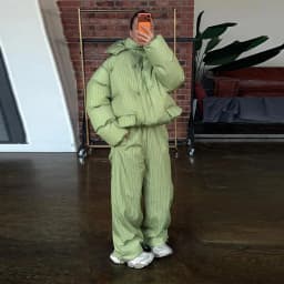 Puffer Women's Two Piece Set Winter Thick Outerwear High Waist Puffer Long Pants Thickened Version Winter Wear 2026 New Arrival