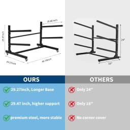 Tacleekii 2-Tier 3-Tier Kayak Storage Rack Heavy Duty Freestanding Kayak Stand Holds 2 3 Kayaks or Paddle Boards with Wheels for Garage, Dock & Outdoor Storage