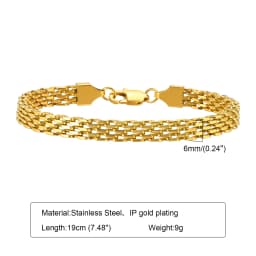 18k Gold Plated Chunky Oval Link Chain Bracelets for Women Thick Stainless Steel Jewelry