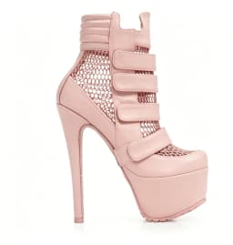 Platform Net Shinback Leather Ankle Boots Sexy Pointed Toe Thin Heel Hook New Arrival Autumm/Winter Modern Boots