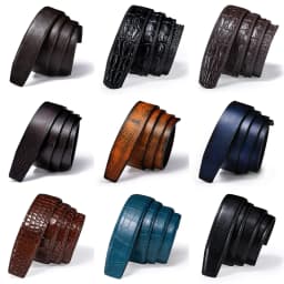3.5cm Cowskin Genuine Leather Belts for men Replacement Belt without buckle Crocodile Solid Brown Blue Red Black Leather Belts