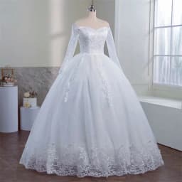 Y&M Novias Customized Off Shoulder Plus Size Vestido De Noiva Wedding Dress Long Train or Floor Appliqe Bridal Tulle Mariage