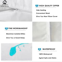 Waterproof Pillow Protector with Zipper Bed Bug Proof Pillowcase Protects Against Dust Mite &Stains Allergens Pillow Cover 1pc