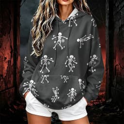 Women's Pullover Sweater Round Neck Lightweight Fleece Lined Top With Interesting Print Halloween Themed Top Zip up Hoodie Women